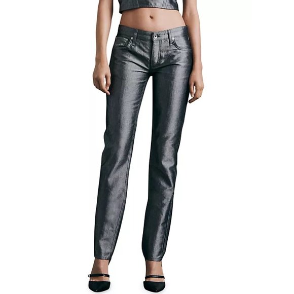 Rag & Bone Piper Low-Rise Straight Shine Pants - Picture 4 of 16